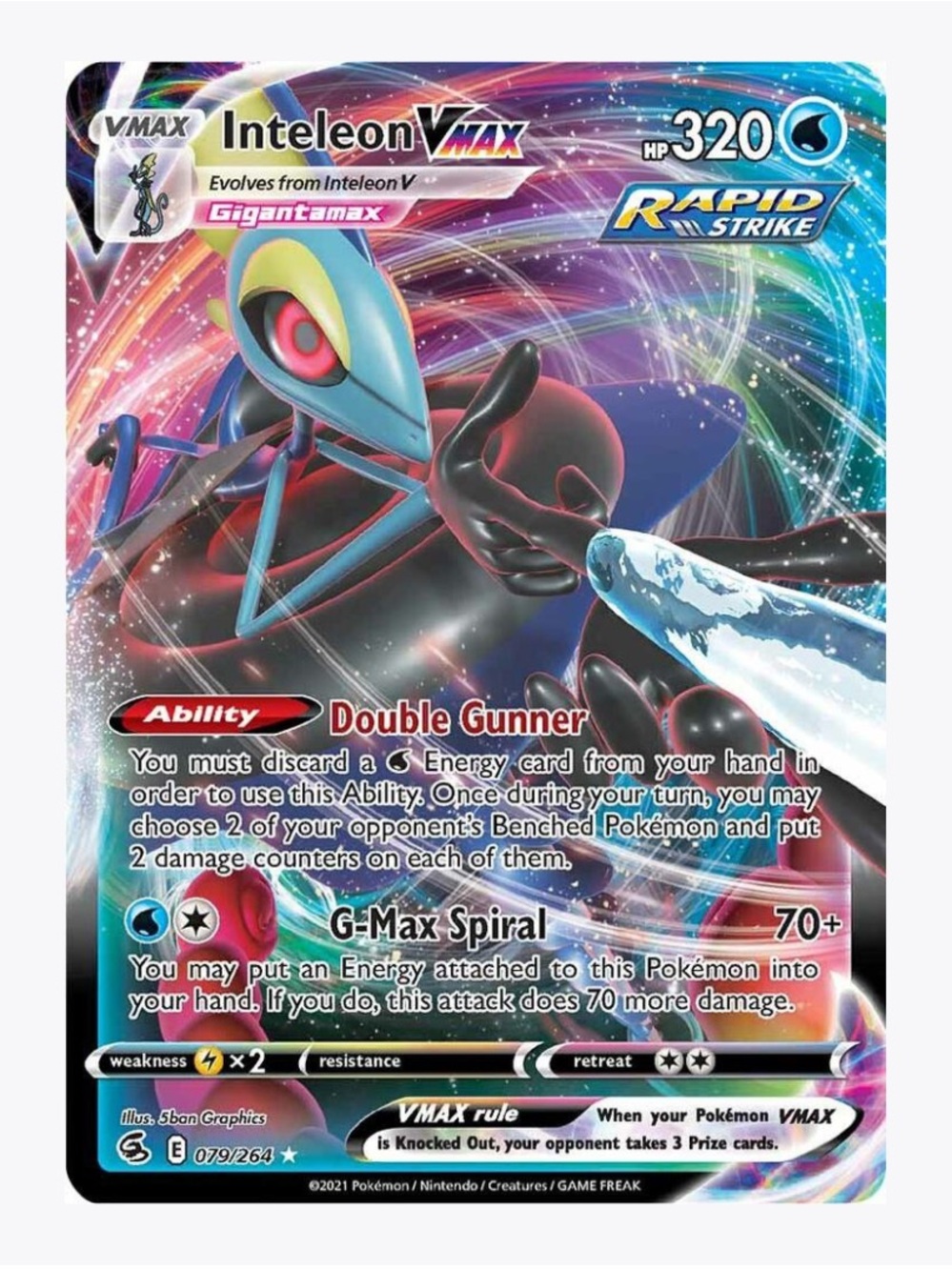 Inteleon VMAX SWSH08: Fusion Strike Pokemon Trading Card